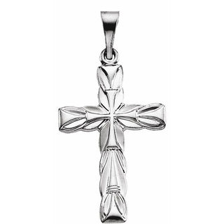 14K White 19x13 mm Cross Pendant