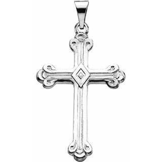 14K White 32x22 mm Cross Pendant 