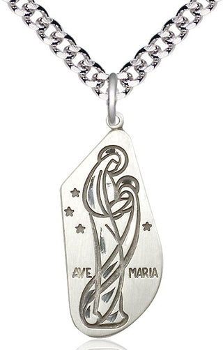Sterling Silver Ave Maria Medal Catholic Jewelry