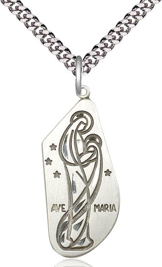 Sterling Silver Ave Maria Medal Catholic Jewelry