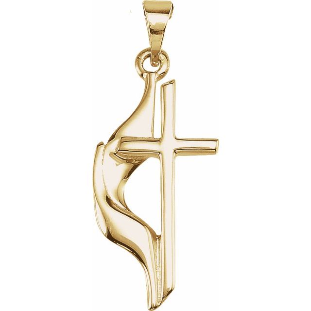 14K Gold 19x10 MM Methodist Cross Pendant – CatholicShop.com