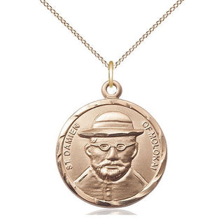 14kt Gold Filled Saint Damien of Molokai Medal Catholic Jewelry