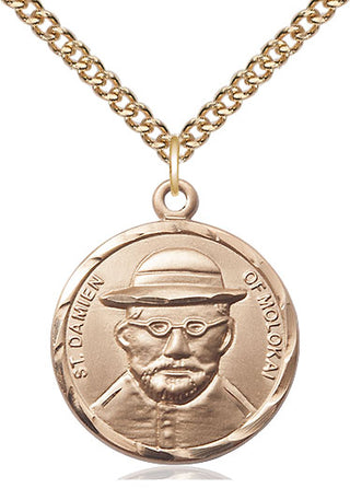 14kt Gold Filled Saint Damien of Molokai Medal Catholic Jewelry