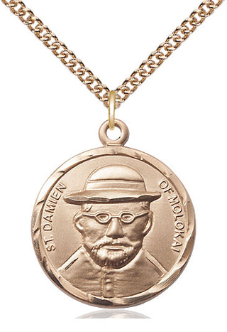 14kt Gold Saint Damien of Molokai Medal