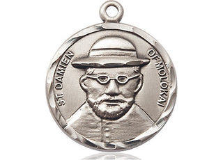 Sterling Silver Saint Damien of Molokai Medal Catholic Jewelry