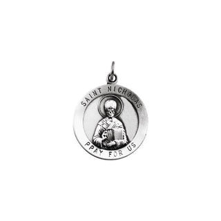 14K White Saint Nicholas Medal Pendant 