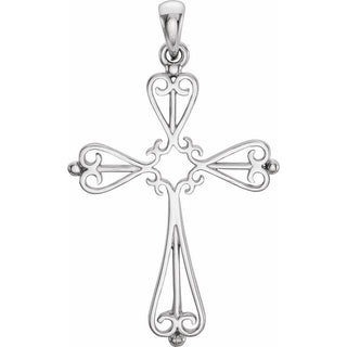 10K White Cross Pendant