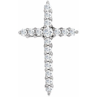 14K White 1/3 CTW  Lab-Grown Diamond Cross Pendant