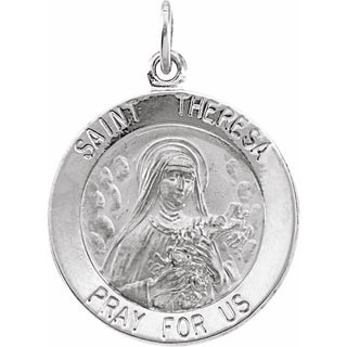 Sterling Silver 15 mm Round Saint Theresa 18" Necklace