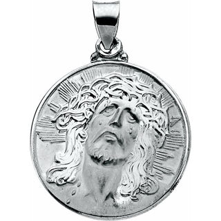 14K White 23 mm Hollow Face of Jesus (Ecce Homo) Pendant