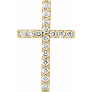 14K Yellow 1/2 CTW Natural Diamond Petite Cross Pendant