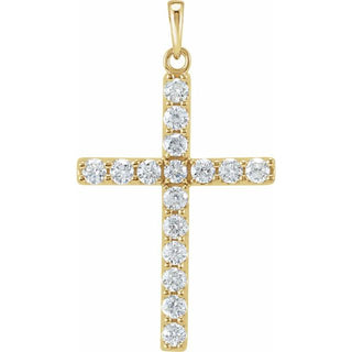 14K Yellow 3/4 CTW Lab-Grown Diamond Cross Pendant