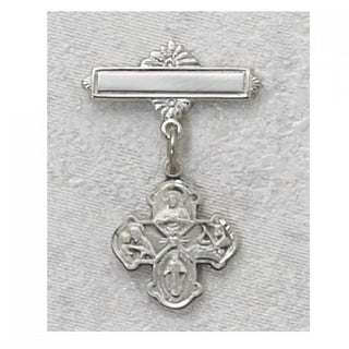 Sterling Silver 4-Way Rhodium Baby Pin/T