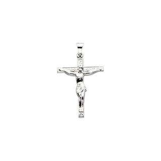 14K White 24.5x19.2 mm Crucifix Pendant  