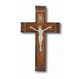 10" Walnut Sick Call Crucifix with Silver Plated Corpus