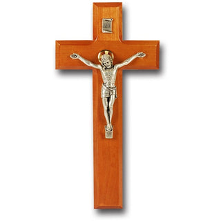 9" Natural Cherry Cross With Antiq Sil.Salerni Corpus