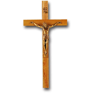 9" Oak Cross With Museum Gold Corpus