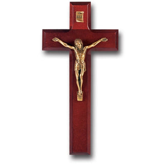9" Dark Cherry Cross With Museum Gold Corpus