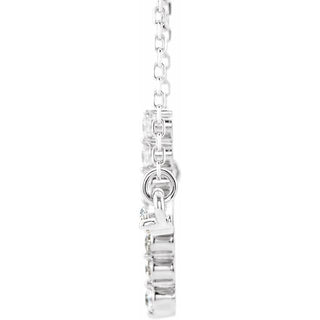 14K White 1/4 CTW Natural Diamond Sideways Cross 16-18" Necklace