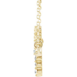 14K Yellow 1/4 CTW Natural Diamond Sideways Cross 16-18" Necklace
