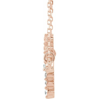 14K Rose 1/5 CTW Natural Diamond Sideways Cross 16-18" Necklace