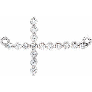 14K White 1/4 CTW Natural Diamond Sideways Cross Necklace Center