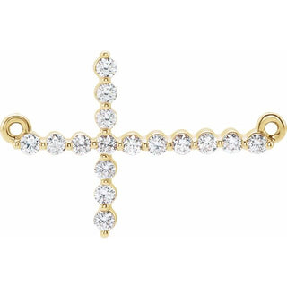 14K Yellow 1/4 CTW Natural Diamond Sideways Cross Necklace Center
