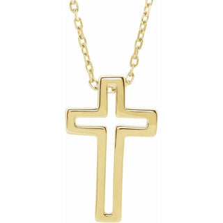 14K Yellow Open Cross 16-18" Necklace