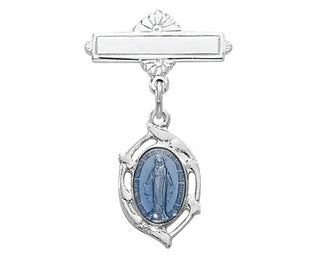 Sterling Silver Blue Miraculous Rhodium Baby Pin