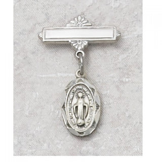Sterling Silver Oval Miraculous Baby Pin/T