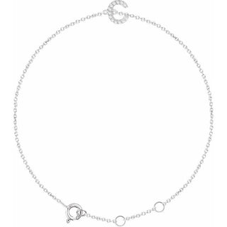 14K White .04 CTW Natural Diamond Initial C 6-7" Bracelet