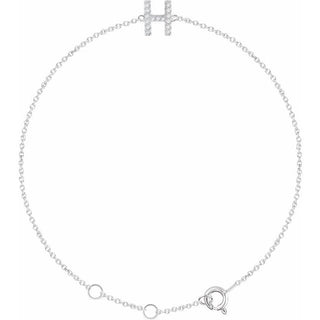 14K White .06 CTW Natural Diamond Initial H 6-7" Bracelet