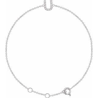 14K White .05 CTW Natural Diamond Initial U 6-7" Bracelet