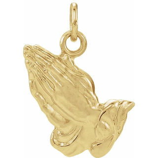 14K Yellow 15.75x13 mm Praying Hands Pendant