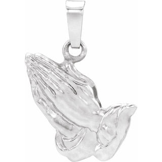 14K White 18.25x13 mm Praying Hands Pendant