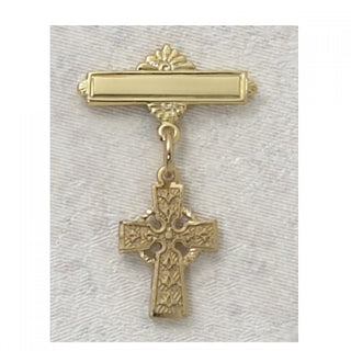 Gold over Silver Cross Gold-plated Baby Pin/T