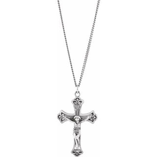 Sterling Silver 46x30 mm Crucifix 25" Necklace