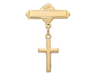 Gold Over Silver Cross Gold-plated Baby Pin