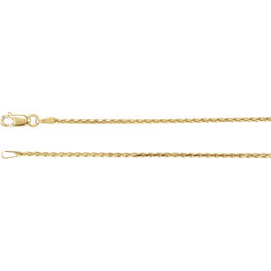 16-inch Diamond Cut Wheat Chain with Lobster Clasp - 14K Yellow Gold