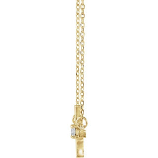 14K Yellow 1/10 CTW Lab-Grown Diamond Sideways Cross 16-18" Necklace