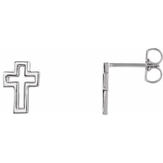 Platinum Open Cross Earring