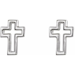 14K White Open Cross Earring