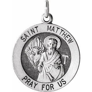 Sterling Silver 18 mm Round Saint Matthew Medal