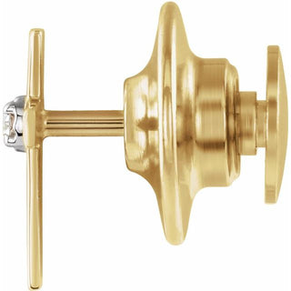 14K Yellow/White .025 CT Natural Diamond Cross Lapel Pin