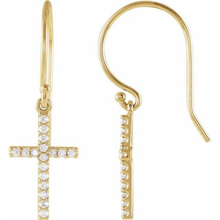 14K Yellow 1/6 CTW Natural Diamond Cross Earrings