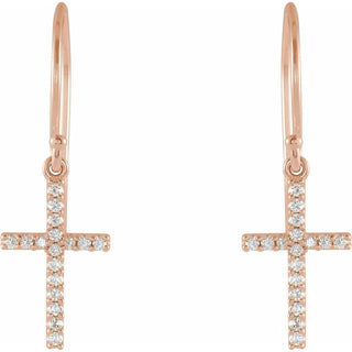 14K Rose 1/6 CTW Natural Diamond Cross Earrings