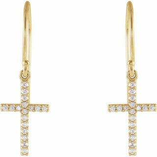 14K Yellow 1/6 CTW Natural Diamond Cross Earrings