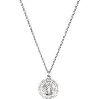 Sterling Silver 15 mm Miraculous Medal 18" Necklace