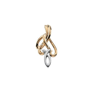 10K Yellow/White 24x11.5 mm Ichthus (Fish) Pendant 