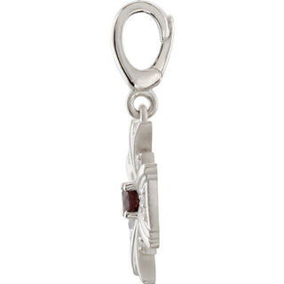 Sterling Silver Natural Mozambique Garnet & 1/6 CTW Natural Diamond Charm/Pendant